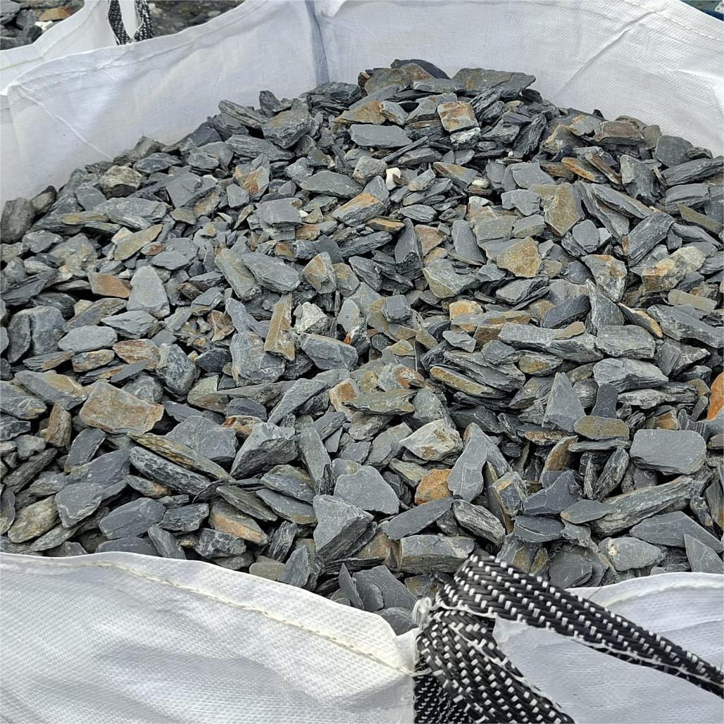 Bulk bag of 60mm Welsh slate chippings ready for pallet delivery