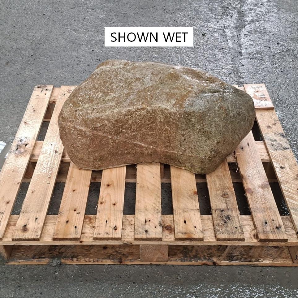 A wet glacial boulder with changing colour tones.